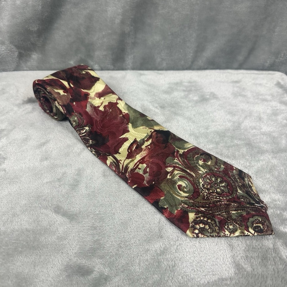 VTG Mondo di Marco 100% Silk Neck Tie 3.75" x 57" Abstract Floral Made In Italy